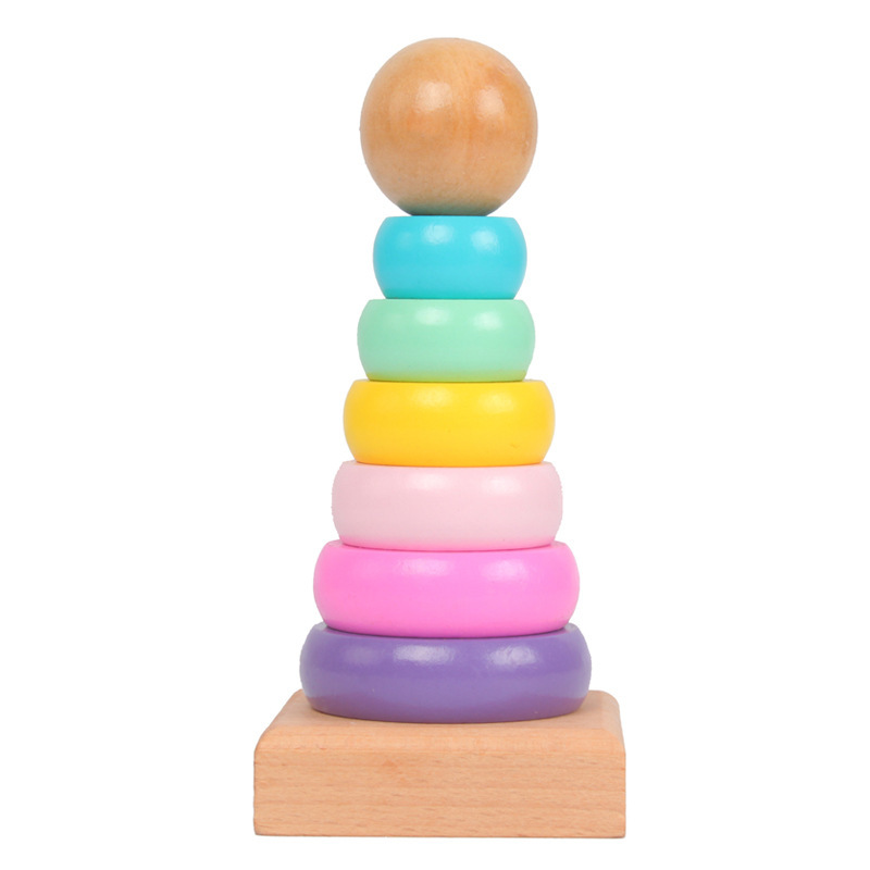 Kids Toys 2 Year Old - Children Rainbow Tower Ferrule Wooden Toy