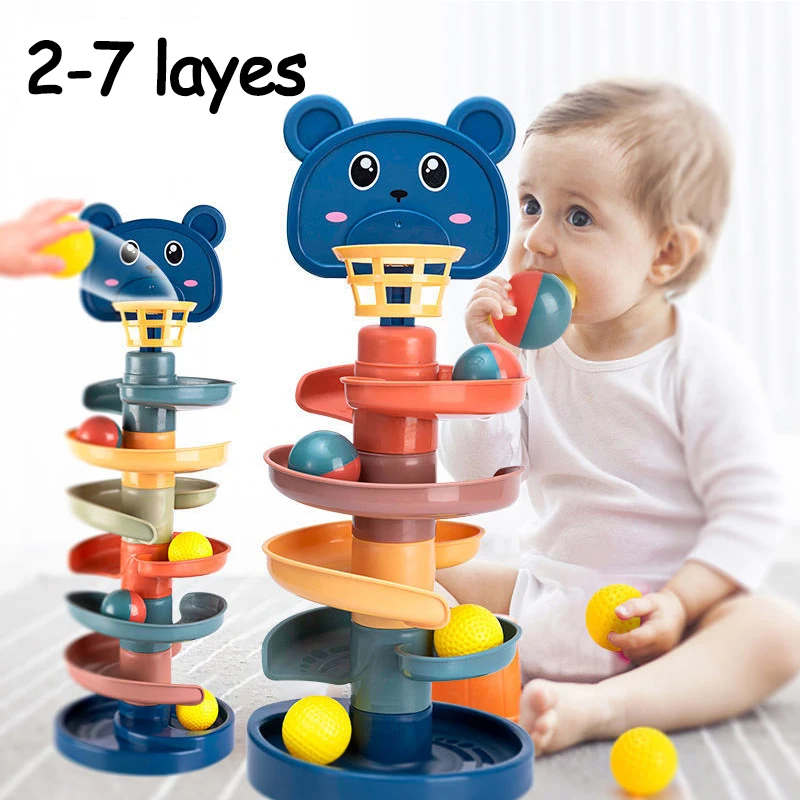 Kids Toys 2 Year Old - 2-7 Layes Track Rolling Ball Pile