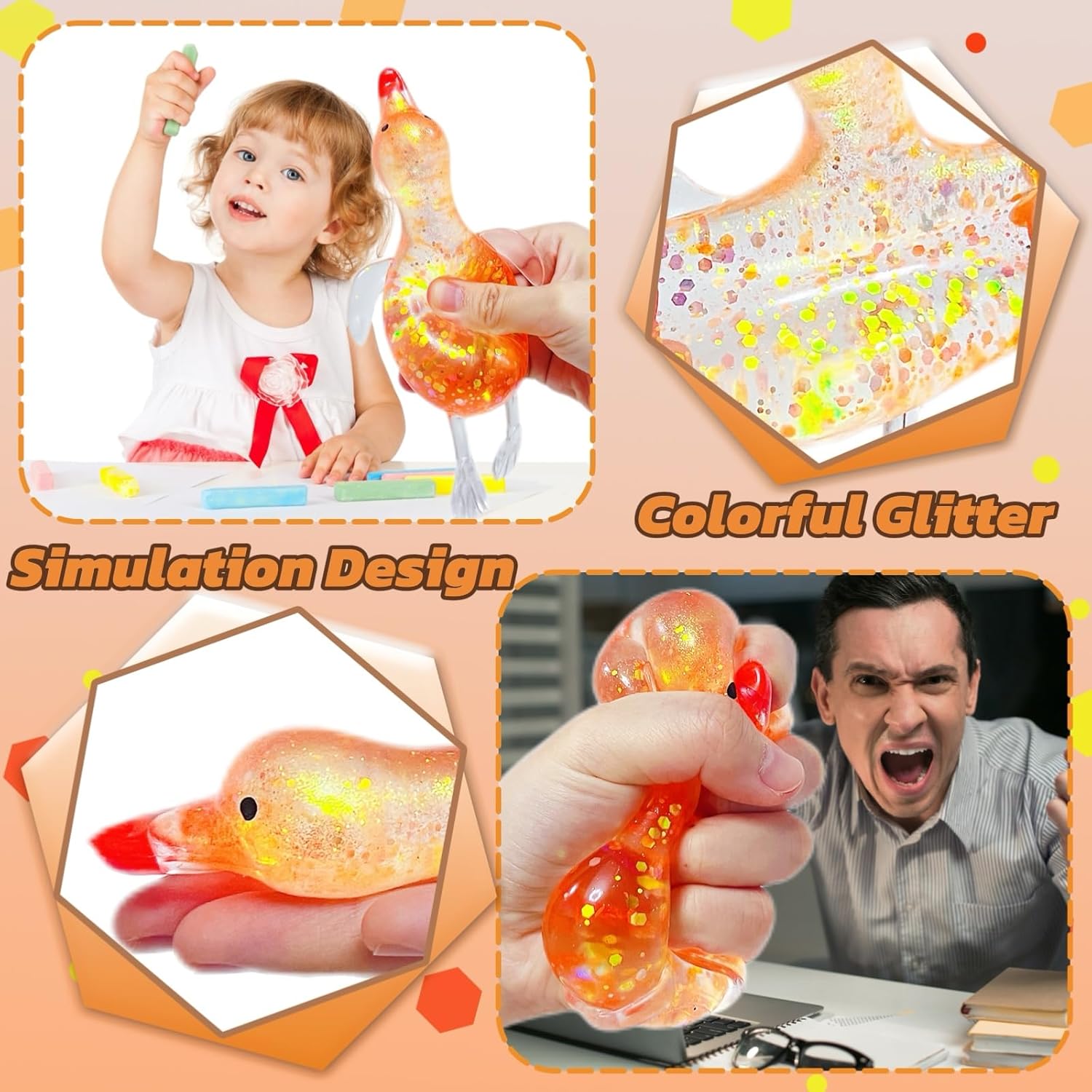 Squishy Glitter Duck Kids Fidg - Kids Toys Basket recension och pris