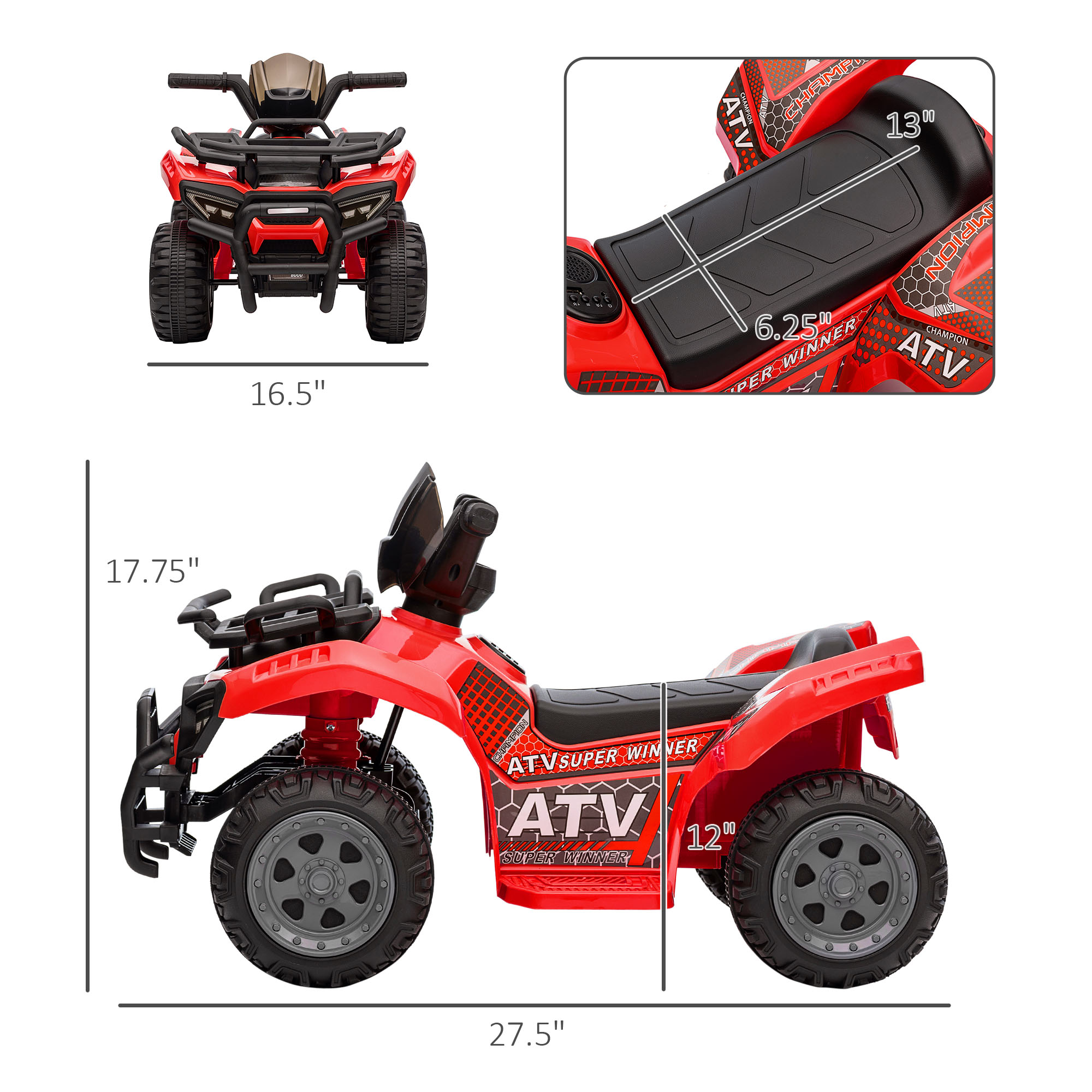 Kids 6V Battery Powered Ride O - Kids Toys Quad recension och pris